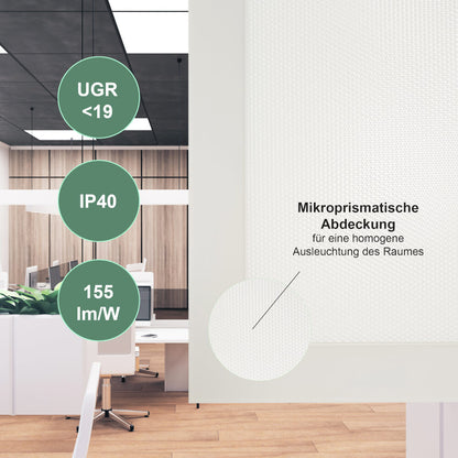 Hochwertiges LED Panel, Einlegeleuchte 62x62cm, 4000K (neutralweiß), 7000 Lumen, 45 Watt (inkl. Treiber)