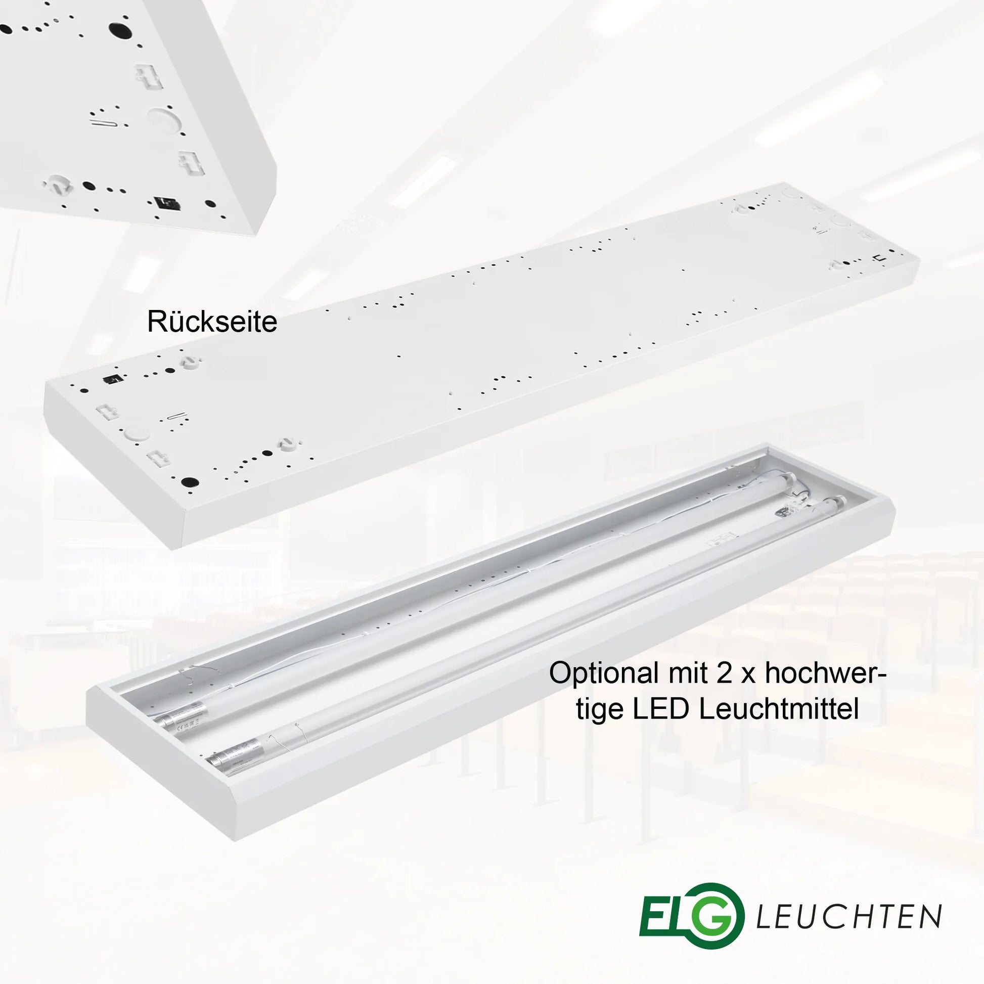 Leuchte von Innen Beispiel mit LED Röhren Optional